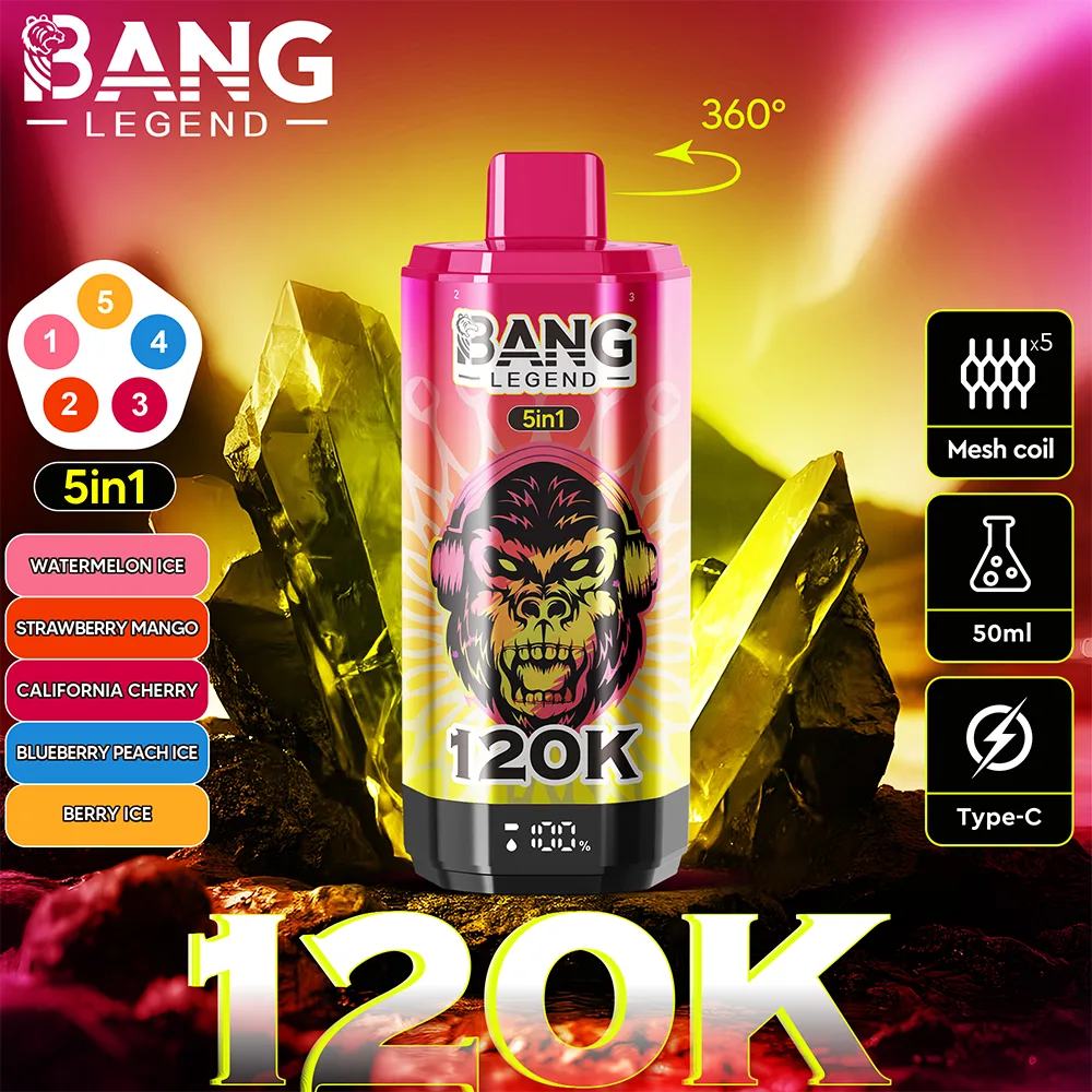 Bang Legend 120K 5-in-1 – 120,000 puffs & 5-in-1 and 360° rotating switch & Type-C charging