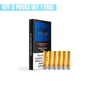E-Vapes Cartomizers (Pack of 5) - American Tobacco 18mg