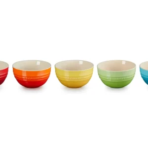 Le Creuset 12cm Rainbow Rice Bowls Pack of 5 Microwave Oven Safe