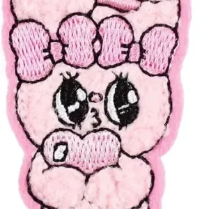 T's Factory Bunny Embroidery Decal Patch Pink Heart Design