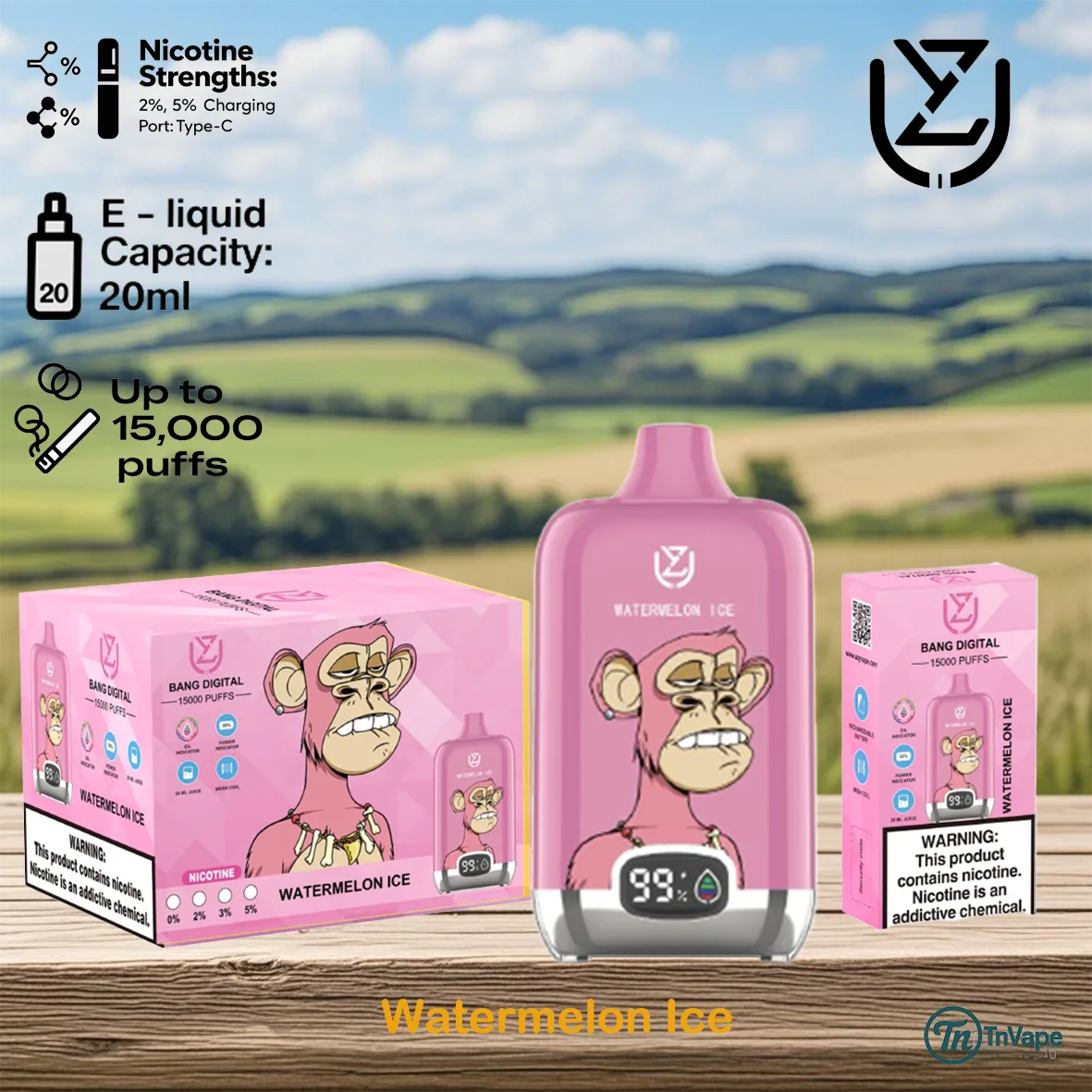 UZY Bang Digital 15000 – Premium 15,000 Puff Vape with LED Display | 20ml E-Liquid - Image 2