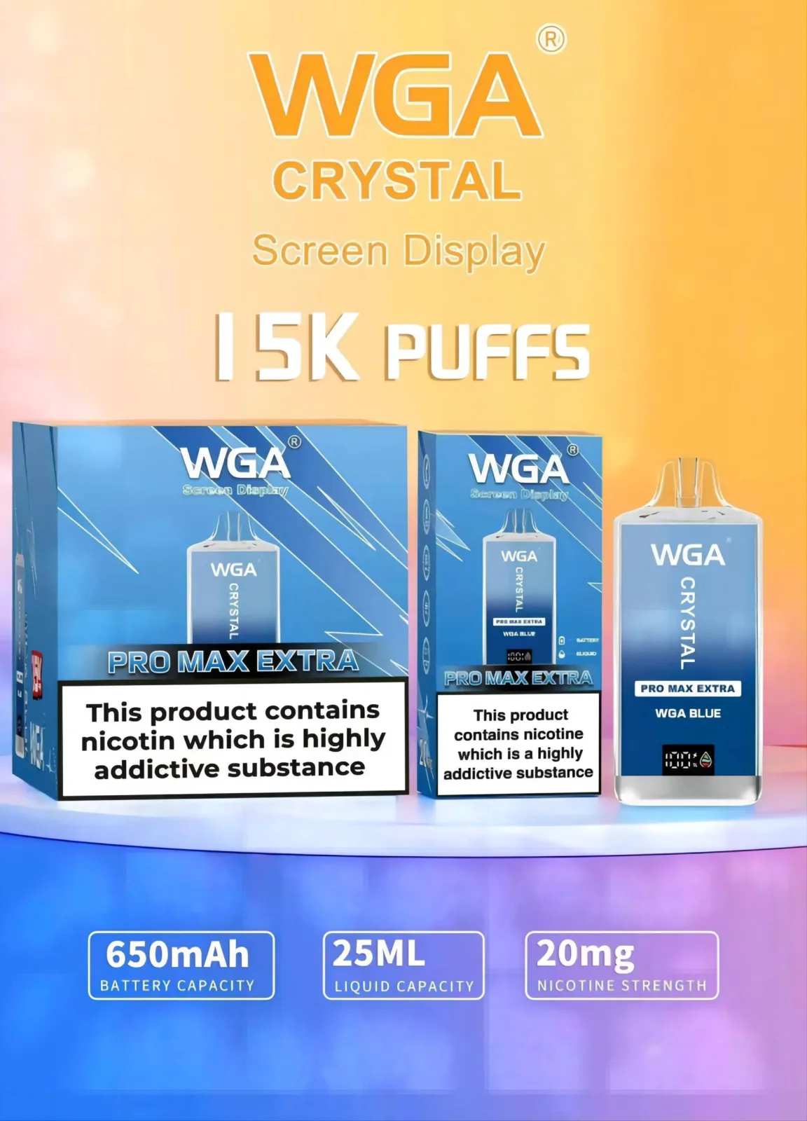 WGA Crystal Pro Max Extra 15K Disposable Vape Wholesale 15000 Puffs