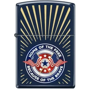 Zippo Lighter - Home of the Free Navy Blue Matte