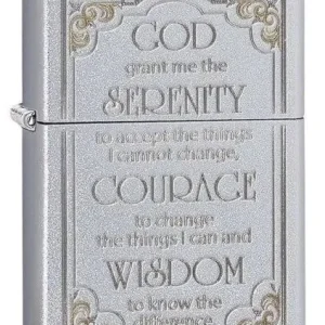 Zippo Lighter - Serenity Prayer Satin Chrome
