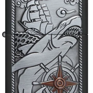 Zippo Lighter - Ship Shark Emblem